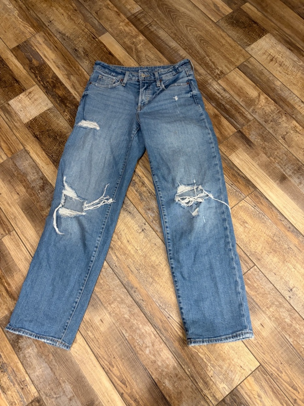 Old Navy Distressed Blue OG Loose High Rise Jeans